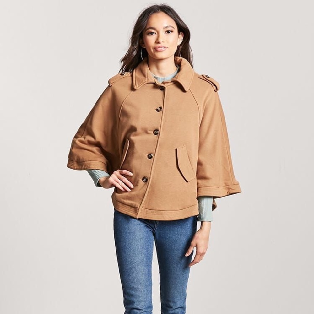 Button-Down Camel Pancho - image 1
